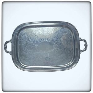 Vintage Silver Serving Dining Tray Plate with Side Handles & Legs-23" x 14"